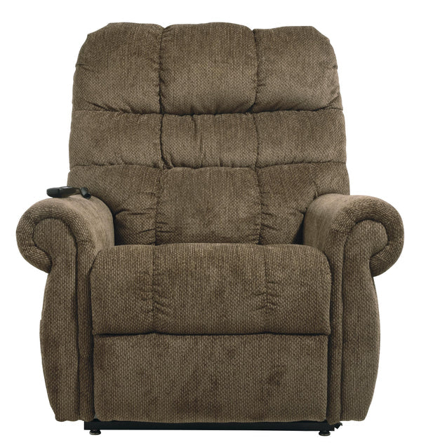 Benzara Fabric Upholstered Metal Frame Power Lift Recliner, Brown BM209296