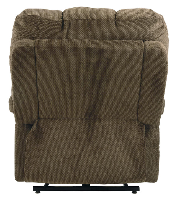 Benzara Fabric Upholstered Metal Frame Power Lift Recliner, Brown BM209296