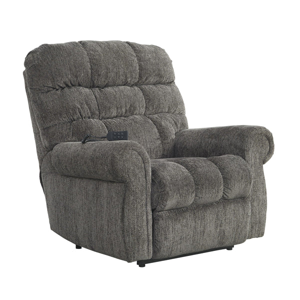 Benzara Upholstered Metal Frame Power Lift Recliner with Tufted Seat and Back, Gray BM209297