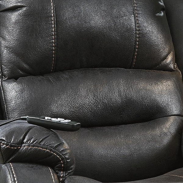 Benzara Leatherette Metal Frame Power Lift Recliner with Tufted Back, Black BM209303