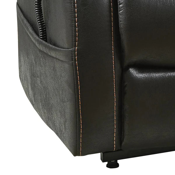 Benzara Leatherette Metal Frame Power Lift Recliner with Tufted Back, Black BM209303