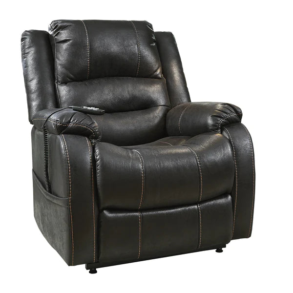 Benzara Leatherette Metal Frame Power Lift Recliner with Tufted Back, Black BM209303