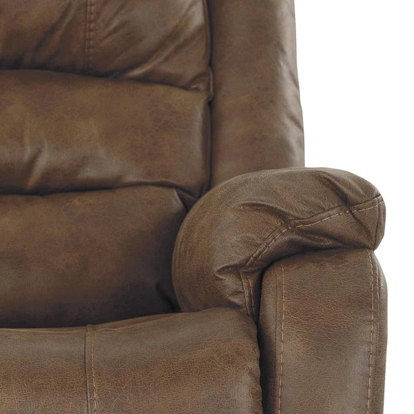 Benzara Leatherette Metal Frame Power Lift Recliner with Tufted Backrest, Brown BM209304