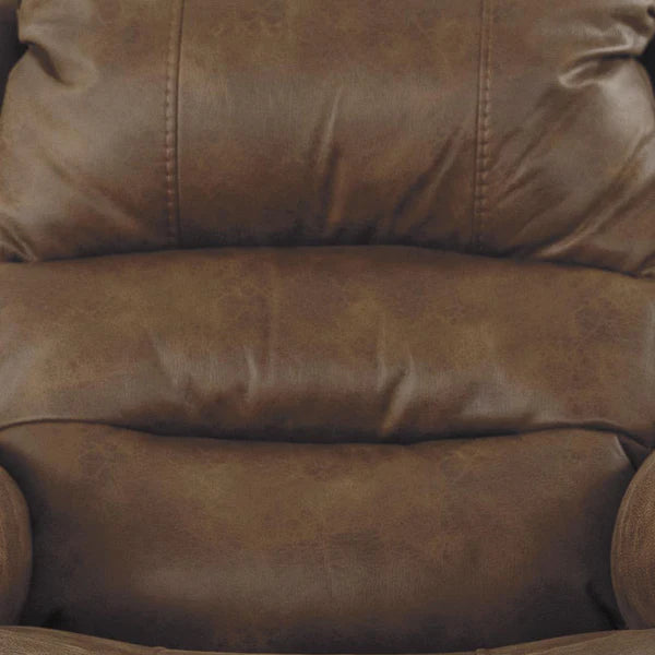 Benzara Leatherette Metal Frame Power Lift Recliner with Tufted Backrest, Brown BM209304