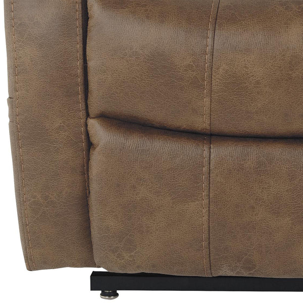 Benzara Leatherette Metal Frame Power Lift Recliner with Tufted Backrest, Brown BM209304