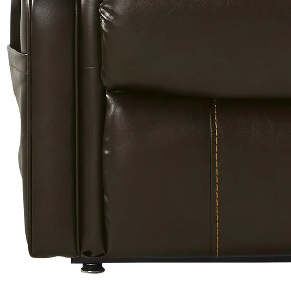 Benzara Leatherette Metal Frame Power Lift Recliner with Tufted Back, Brown BM209308