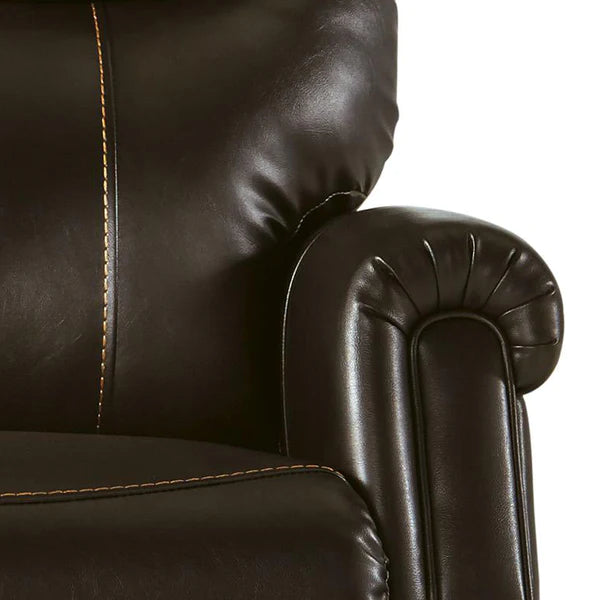 Benzara Leatherette Metal Frame Power Lift Recliner with Tufted Back, Brown BM209308