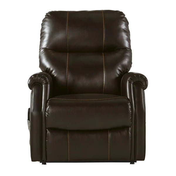 Benzara Leatherette Metal Frame Power Lift Recliner with Tufted Back, Brown BM209308