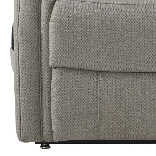 Benzara Fabric Upholstered Metal Frame Power Lift Recliner with Tufted Back, Gray BM209309