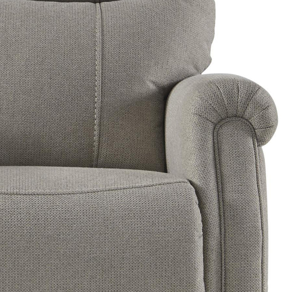 Benzara Fabric Upholstered Metal Frame Power Lift Recliner with Tufted Back, Gray BM209309