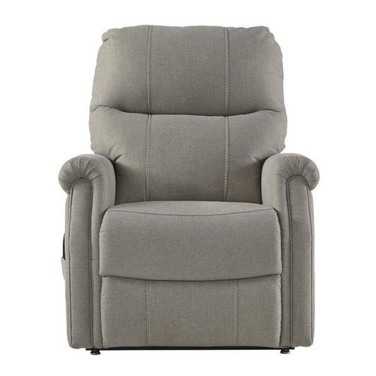 Benzara Fabric Upholstered Metal Frame Power Lift Recliner with Tufted Back, Gray BM209309