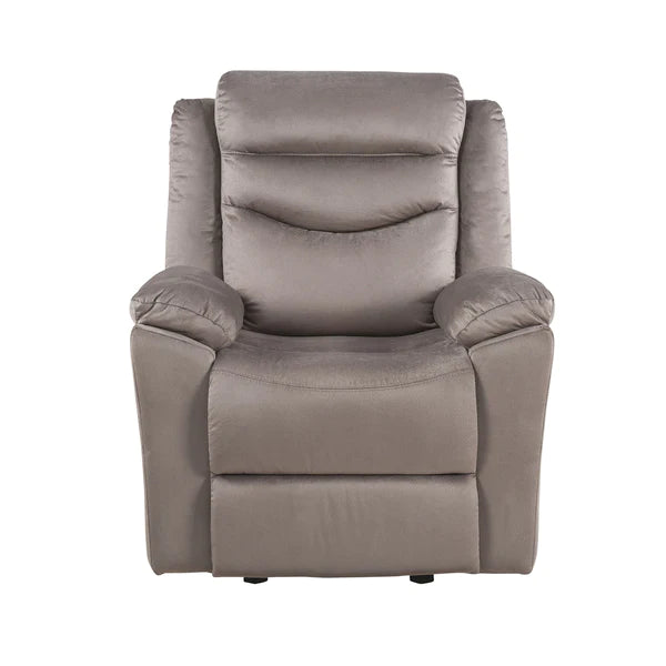 Benzara Fabric Upholstered Glider Recliner with Tufted Back Cushions, Brown BM214947