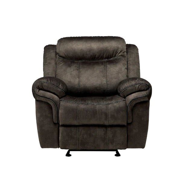 Benzara Fabric Upholstered Metal Reclining Club Chair with Center Console, Gray BM218580