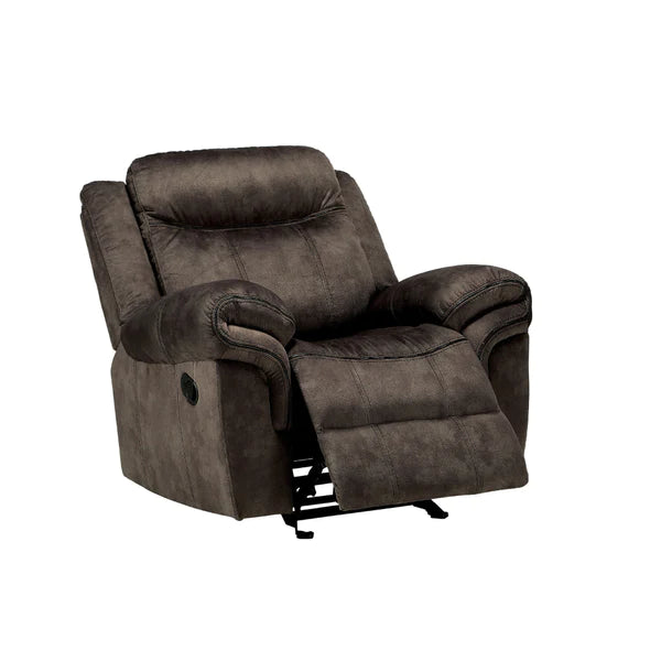 Benzara Fabric Upholstered Metal Reclining Club Chair with Center Console, Gray BM218580