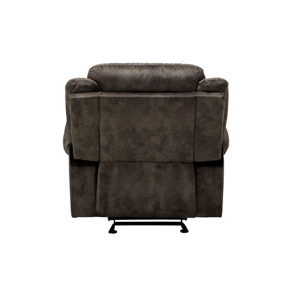 Benzara Fabric Upholstered Metal Reclining Club Chair with Center Console, Gray BM218580