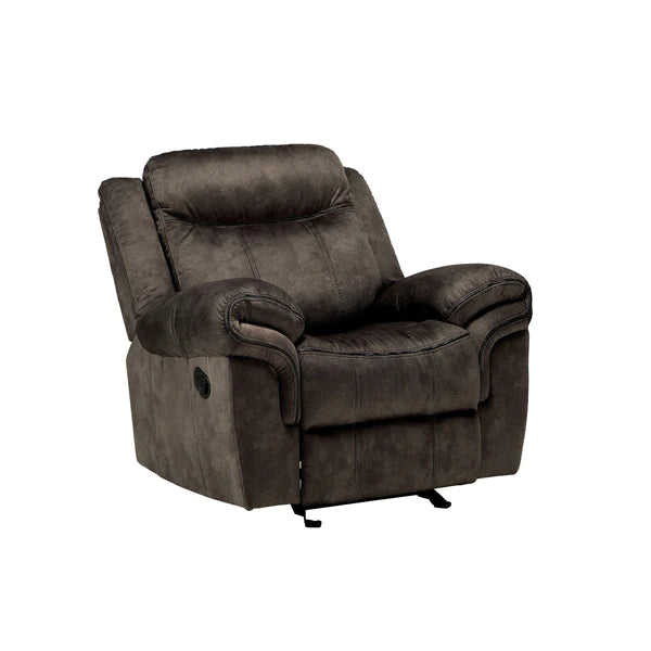 Benzara Fabric Upholstered Metal Reclining Club Chair with Center Console, Gray BM218580