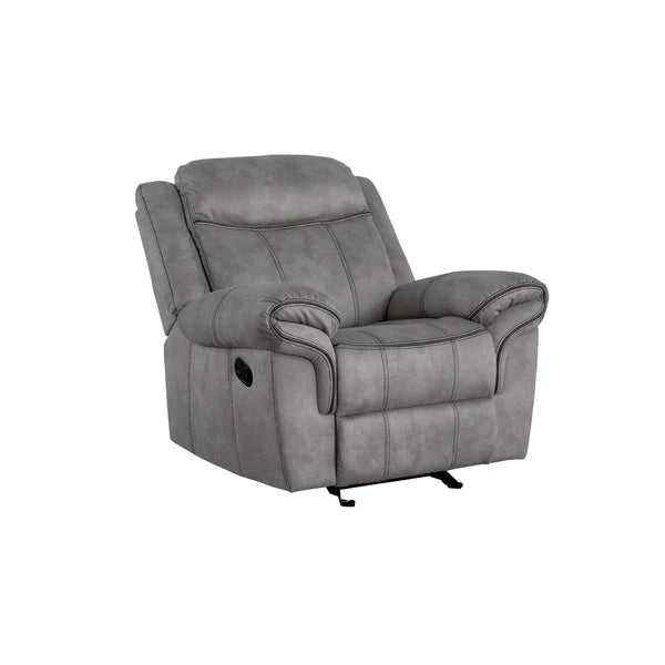 Benzara Fabric Upholstered Metal Reclining Club Chair with Center Console, Gray BM218582