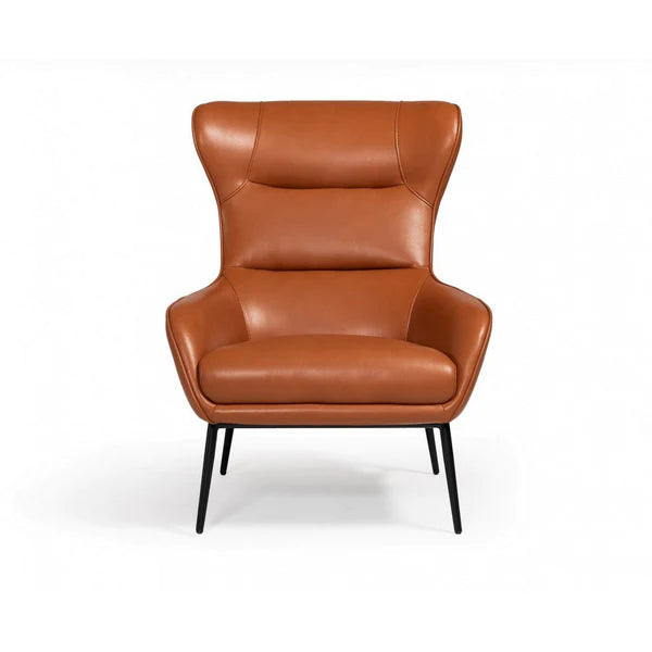 Benzara Leatherette Bucket Style Lounge Chair with Tufted Details, Brown BM223440