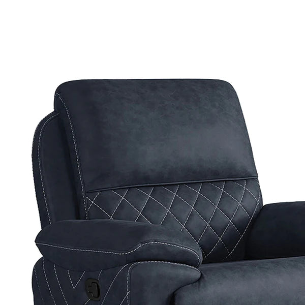 Benzara Fabric Upholstered Glider Recliner with Pocket Coil Seat, Blue BM225778