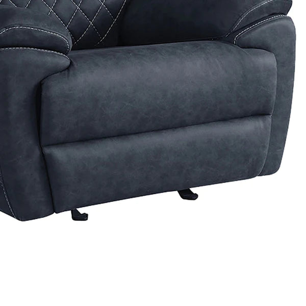 Benzara Fabric Upholstered Glider Recliner with Pocket Coil Seat, Blue BM225778