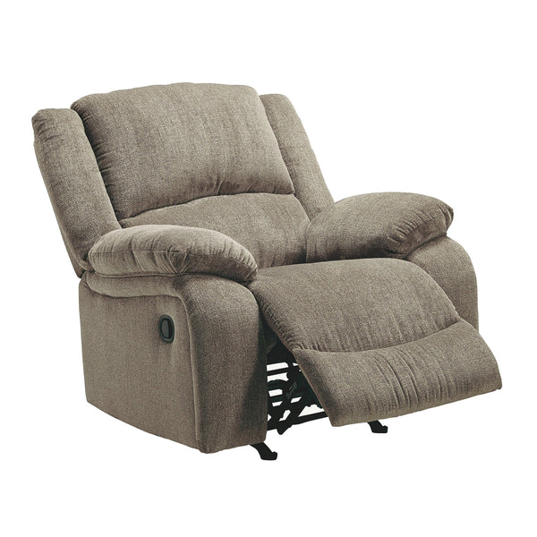 Benzara Fabric Upholstered Rocker Recliner with Pillow Arms, Taupe Brown BM226475