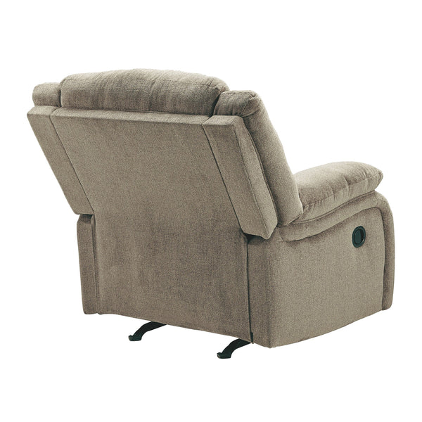 Benzara Fabric Upholstered Rocker Recliner with Pillow Arms, Taupe Brown BM226475