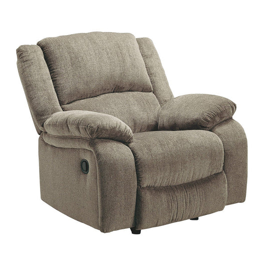 Benzara Fabric Upholstered Rocker Recliner with Pillow Arms, Taupe Brown BM226475