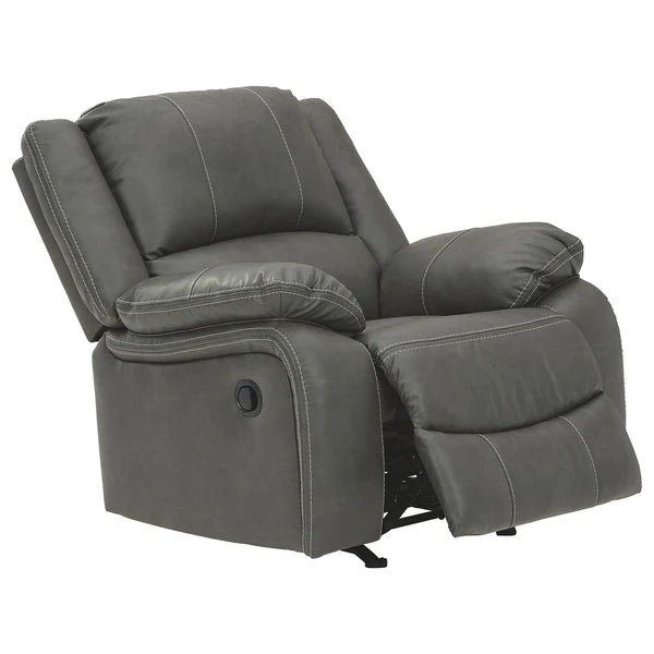 Benzara Faux Leather Upholstered Rocker Recliner with Jumbo Stitching, Gray BM226481