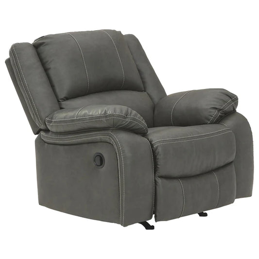 Benzara Faux Leather Upholstered Rocker Recliner with Jumbo Stitching, Gray BM226481