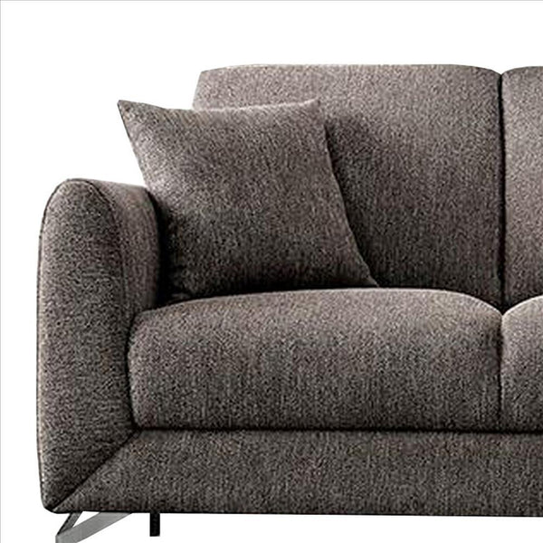 Benzara 54 Inches Loveseat with Fabric Padded Seat and Metal Legs, Gray BM239845