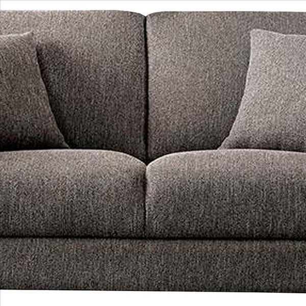 Benzara 54 Inches Loveseat with Fabric Padded Seat and Metal Legs, Gray BM239845