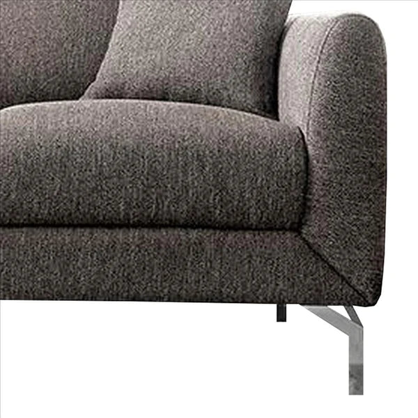 Benzara 54 Inches Loveseat with Fabric Padded Seat and Metal Legs, Gray BM239845