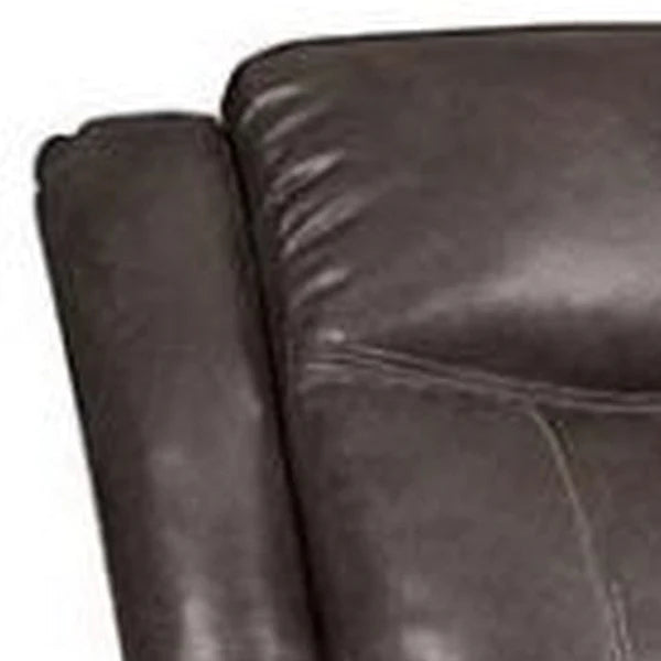 Benzara Glider Recliner with Leatherette Upholstery and Pillow Arms, Brown BM269005