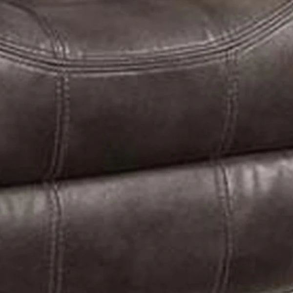 Benzara Glider Recliner with Leatherette Upholstery and Pillow Arms, Brown BM269005