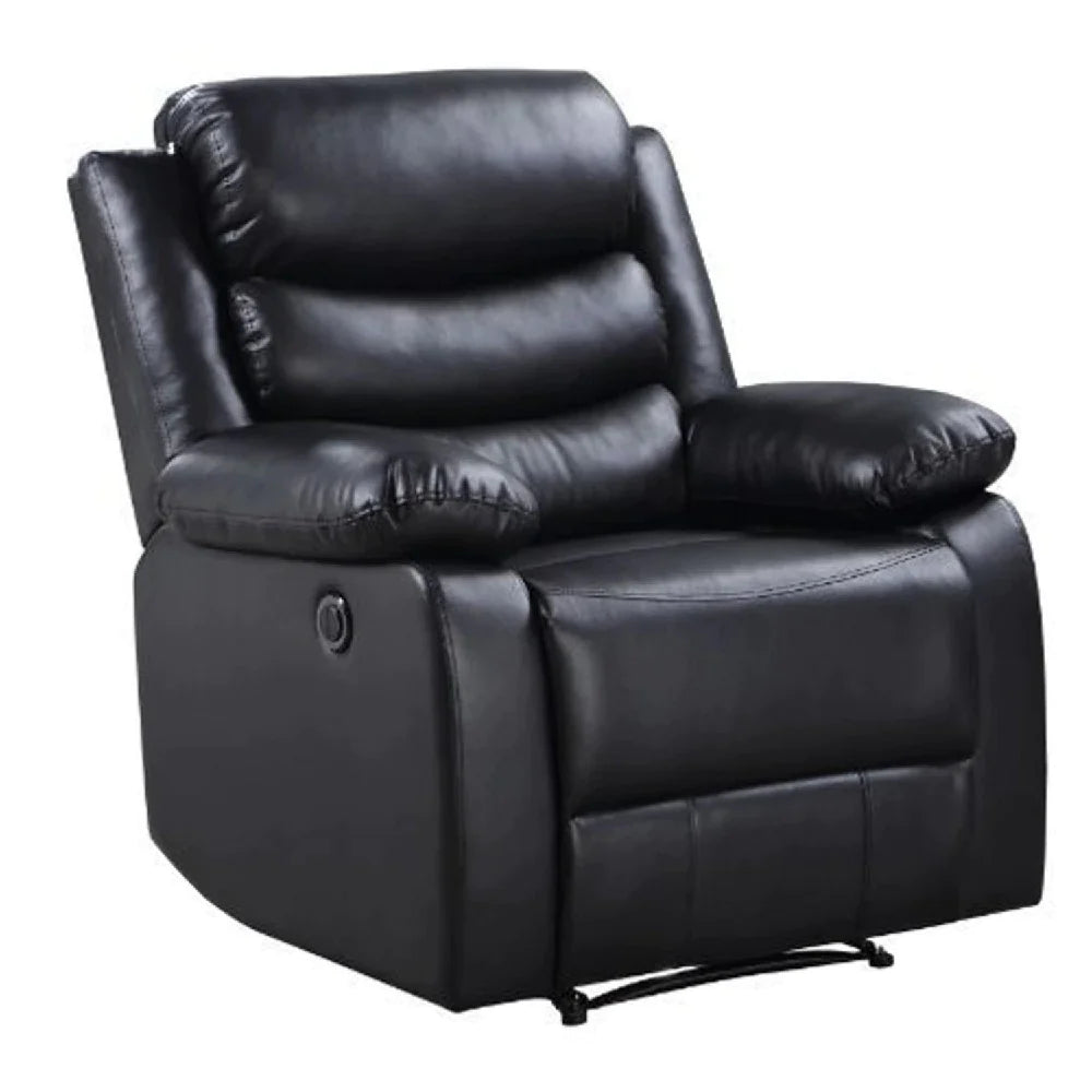 Benzara Power Recliner with Pocket Coil Seating and Pillow Top Arms, Black BM269194