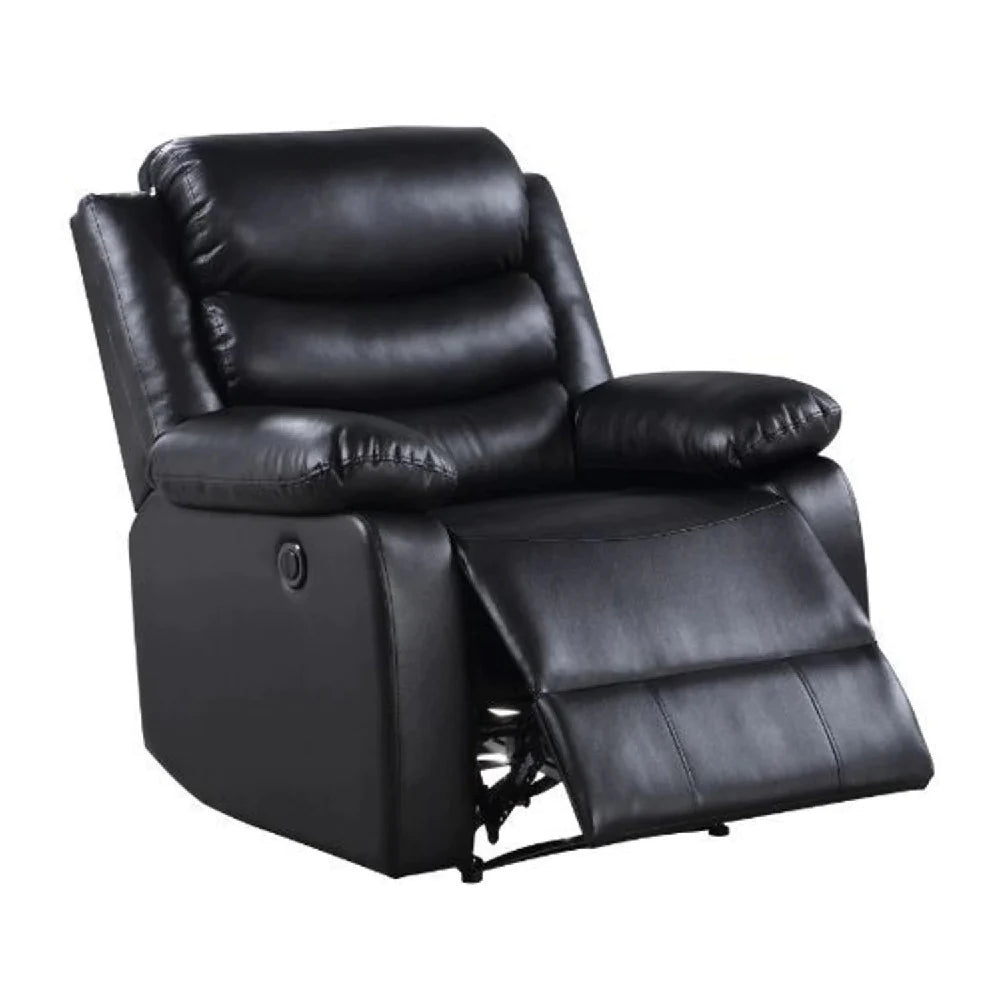 Benzara Power Recliner with Pocket Coil Seating and Pillow Top Arms, Black BM269194