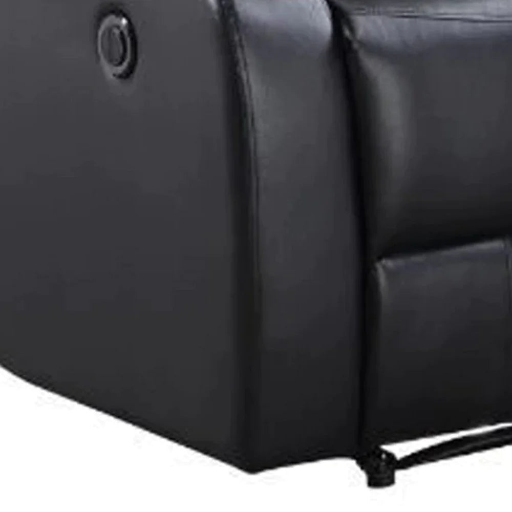 Benzara Power Recliner with Pocket Coil Seating and Pillow Top Arms, Black BM269194