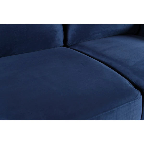 Benzara Judy 60 Inch Velvet Upholstered Loveseat with Nailhead Trim, Blue BM271911