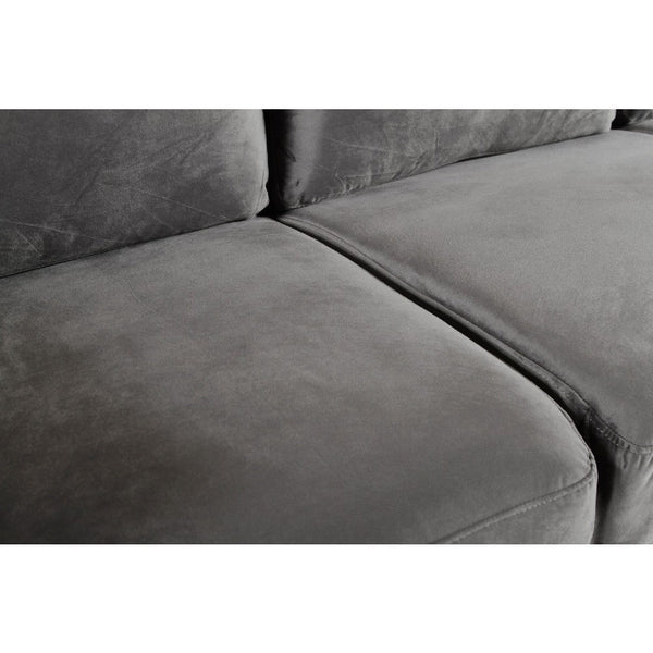 Benzara Judy 60 Inch Velvet Upholstered Loveseat with Nailhead Trim, Gray BM271912