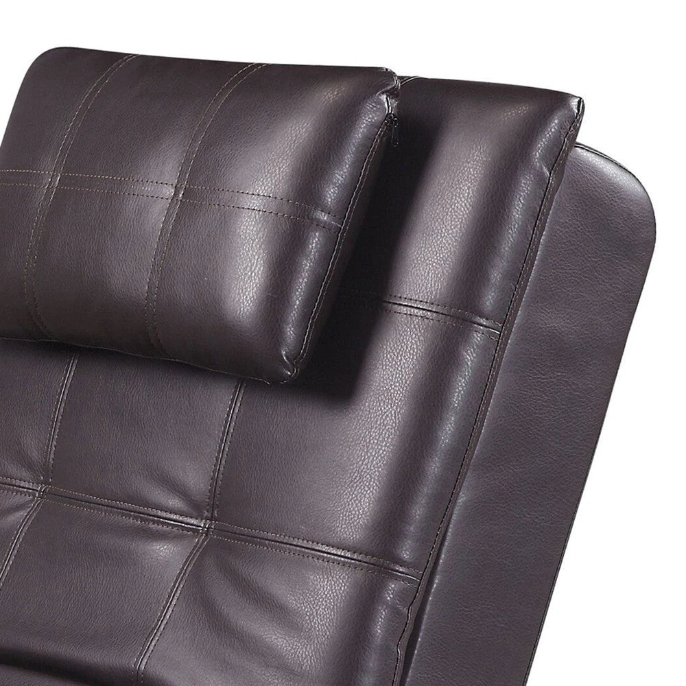 Benzara 70 Inch Chaise Lounge With USB Port, Square Tufting, 1 Pillow, Black BM276215