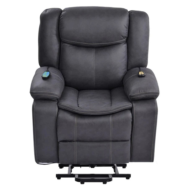 Benzara Walt 34 Inch Power Lift Armchair Recliner, Heating, Remote Control, Gray BM284830