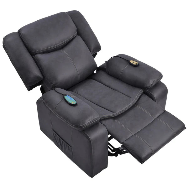 Benzara Walt 34 Inch Power Lift Armchair Recliner, Heating, Remote Control, Gray BM284830