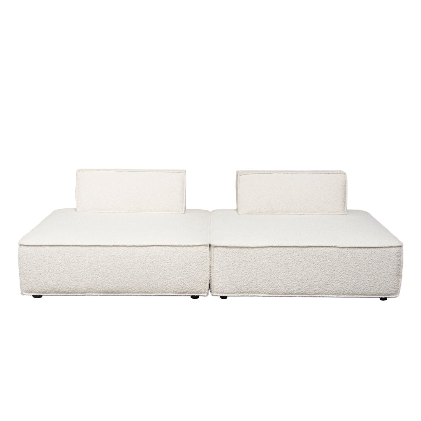 Cara 2-Piece Square Modular Lounger by Diamond Sofa in Ivory Boucle Fabric w/ Moveable, Non-Skid Backrest