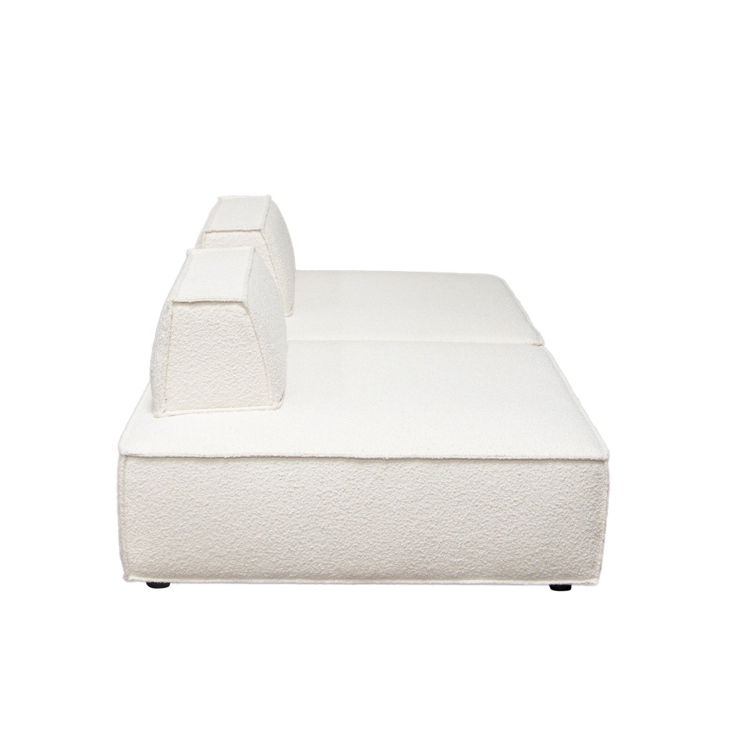 Cara 2-Piece Square Modular Lounger by Diamond Sofa in Ivory Boucle Fabric w/ Moveable, Non-Skid Backrest