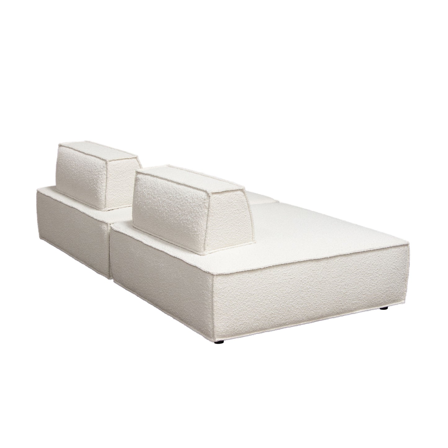 Cara 2-Piece Square Modular Lounger by Diamond Sofa in Ivory Boucle Fabric w/ Moveable, Non-Skid Backrest