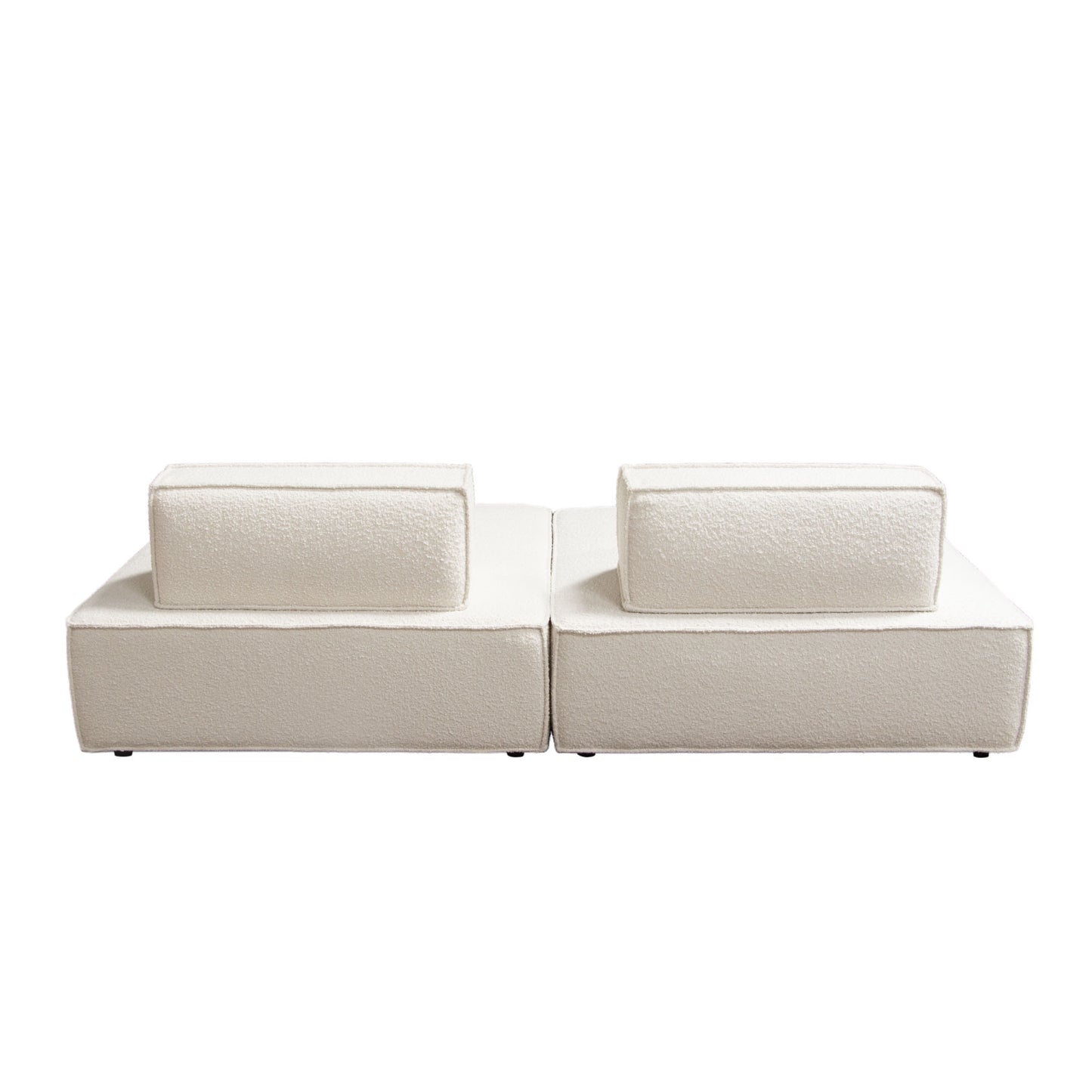 Cara 2-Piece Square Modular Lounger by Diamond Sofa in Ivory Boucle Fabric w/ Moveable, Non-Skid Backrest