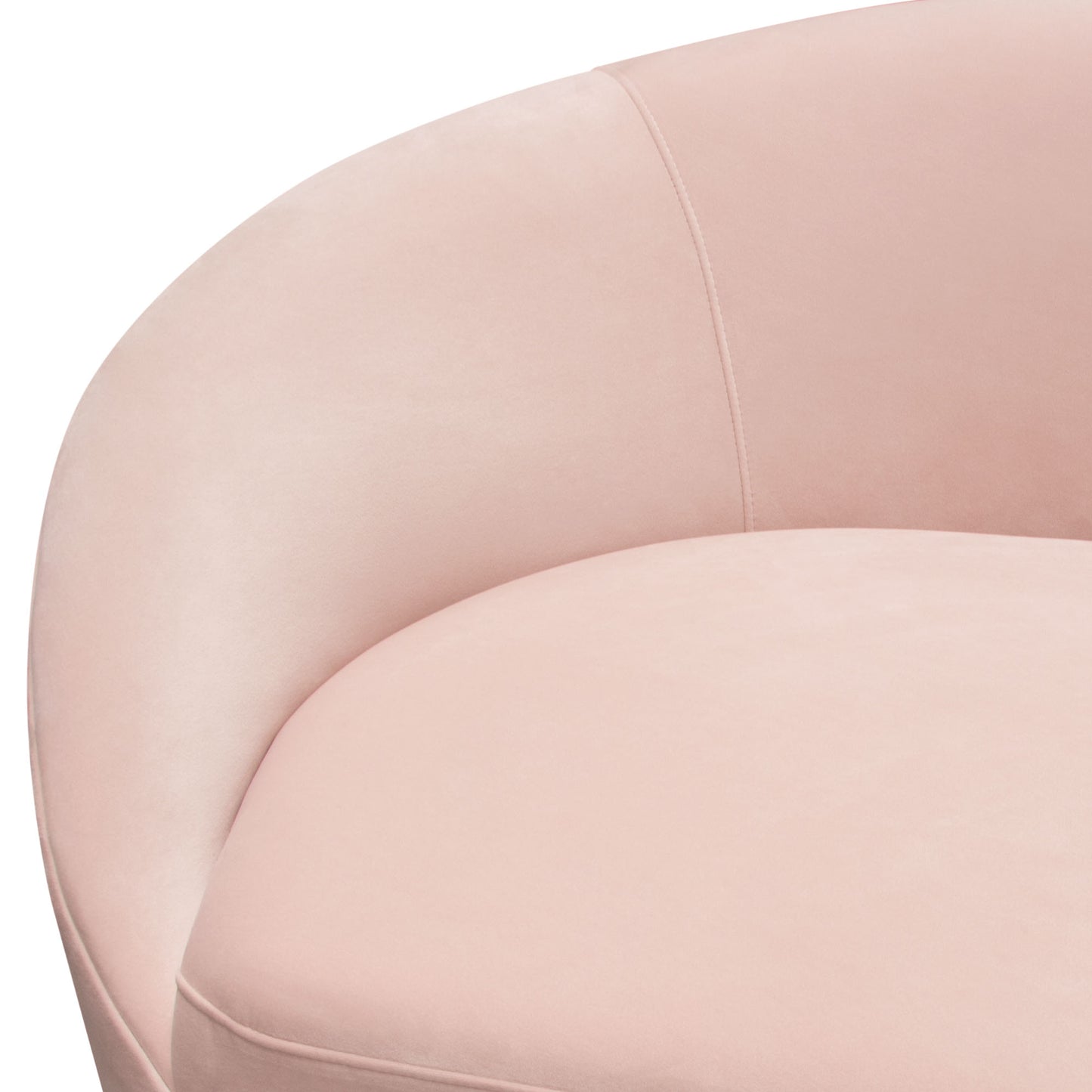 Celine Curved Sofa with Contoured Back in Blush Pink Velvet and Gold Metal Legs by Diamond Sofa