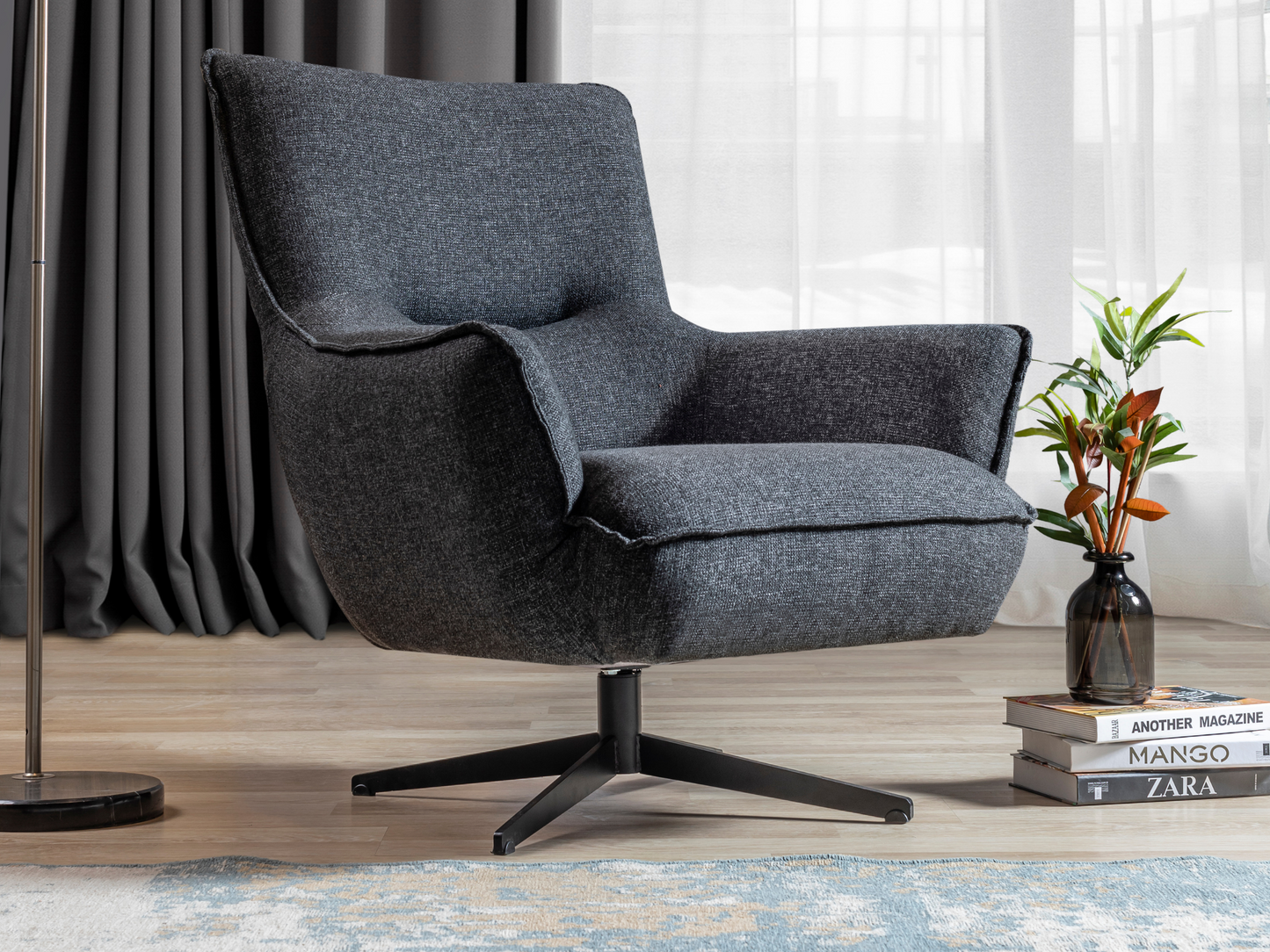 Whiteline Fatsa Swivel Accent Chair CH1757F-DGRY