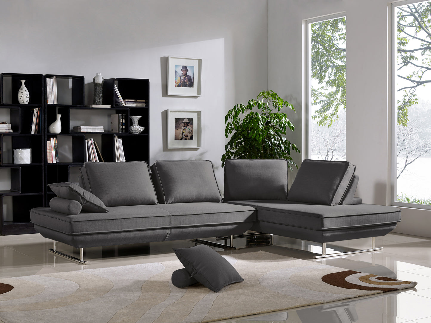 Dolce 2PC Lounge Seating Platforms with Moveable Backrest Supports by Diamond Sofa - Grey Fabric