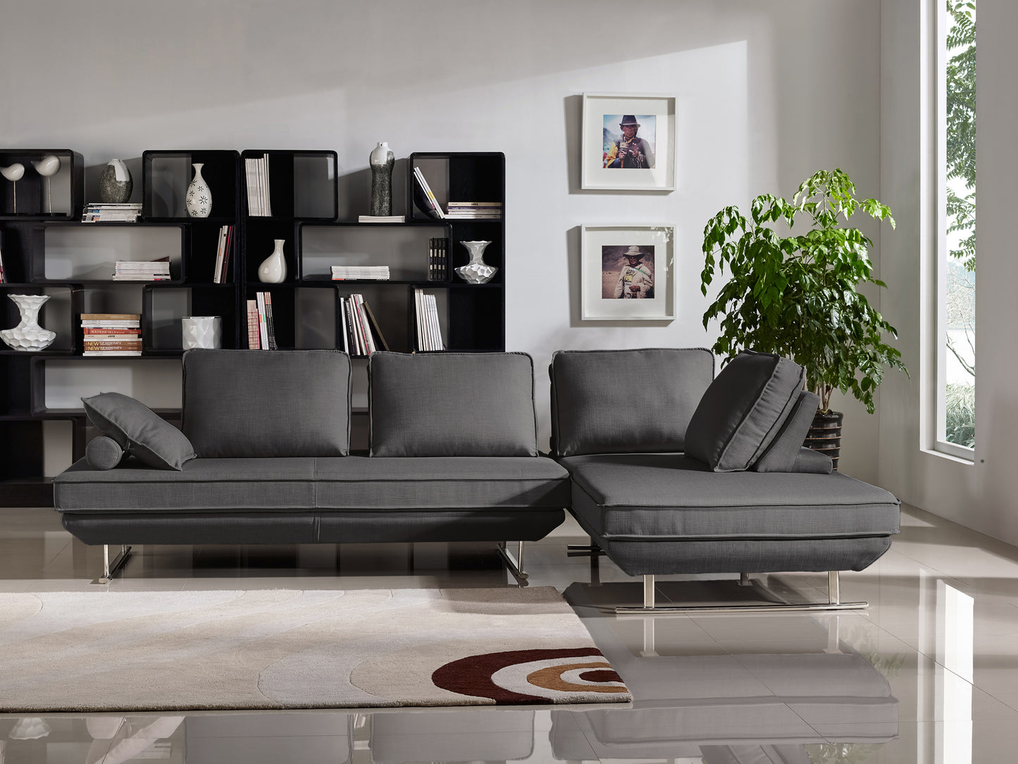 Dolce 2PC Lounge Seating Platforms with Moveable Backrest Supports by Diamond Sofa - Grey Fabric